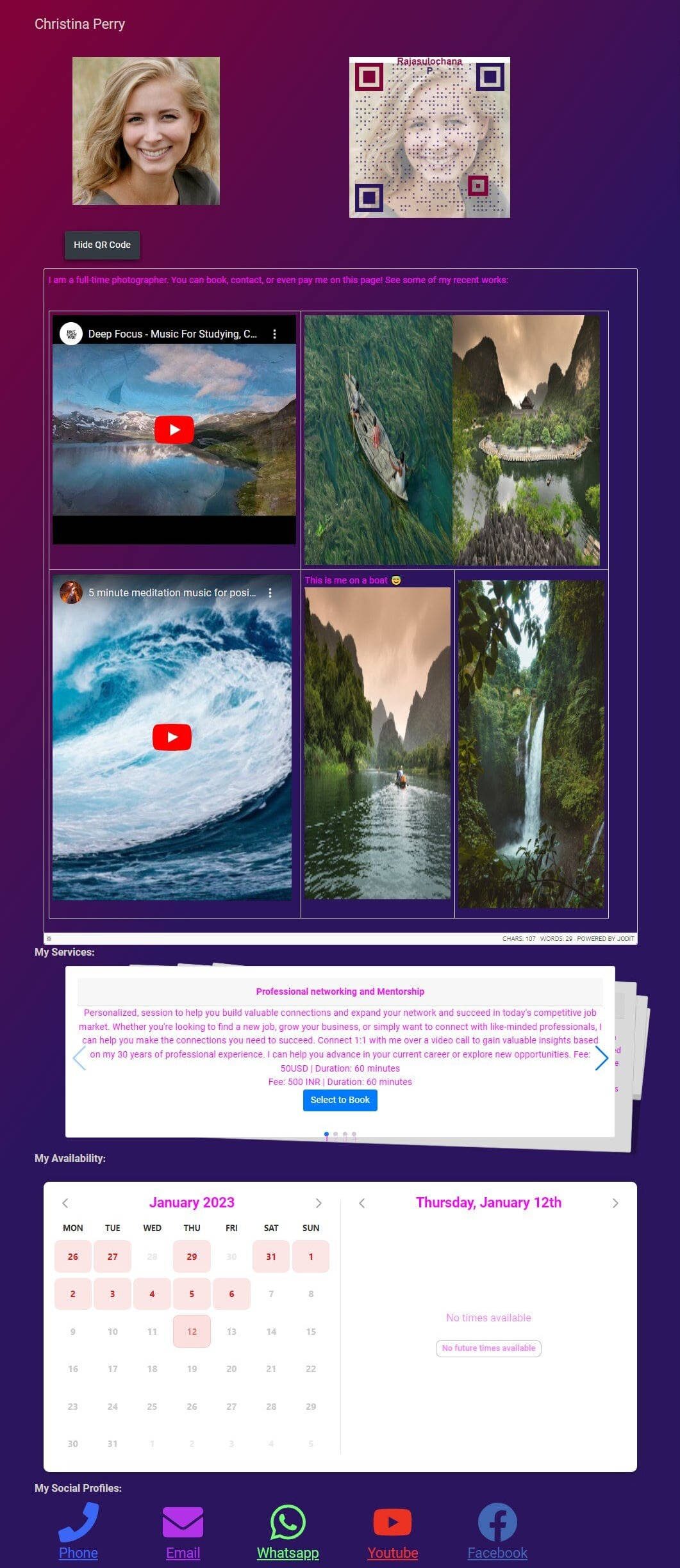 Custom Verber profile page